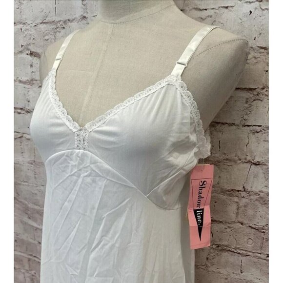 SHADOWLINE Vintage White Slip Lace Trim Opacitrique Size 36 Tall Length 42" NOS - Picture 3 of 12